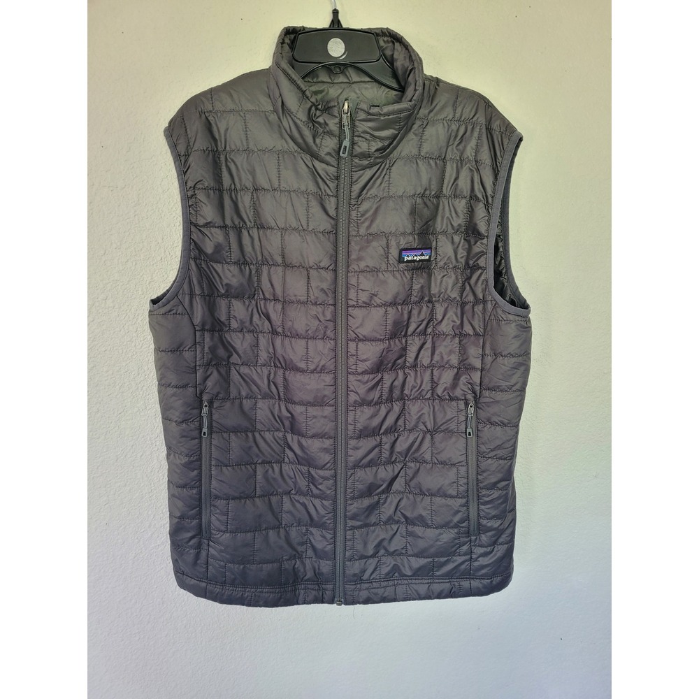 Patagonia Nano Puff Vest Mens Medium Grey PrimaLoft Quilted Full Zip Puffer‎ #24